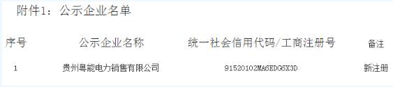 貴州新公示1家售電公司