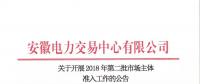 2018年安徽省電力交易第二批市場主體準(zhǔn)入工作正式開展