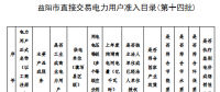 湖南益陽第十四批電力用戶列入直接交易準(zhǔn)入目錄公示