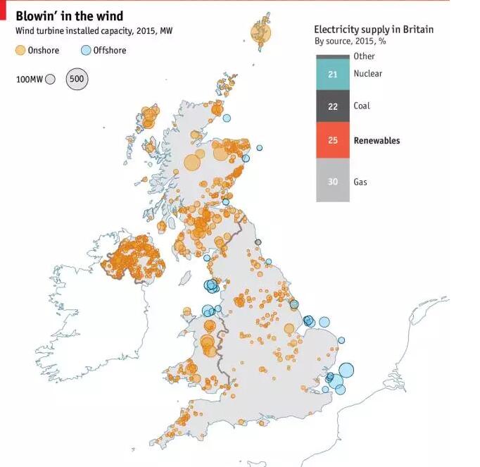 英國風電地圖：近7000臺風機、總裝機容量14吉瓦