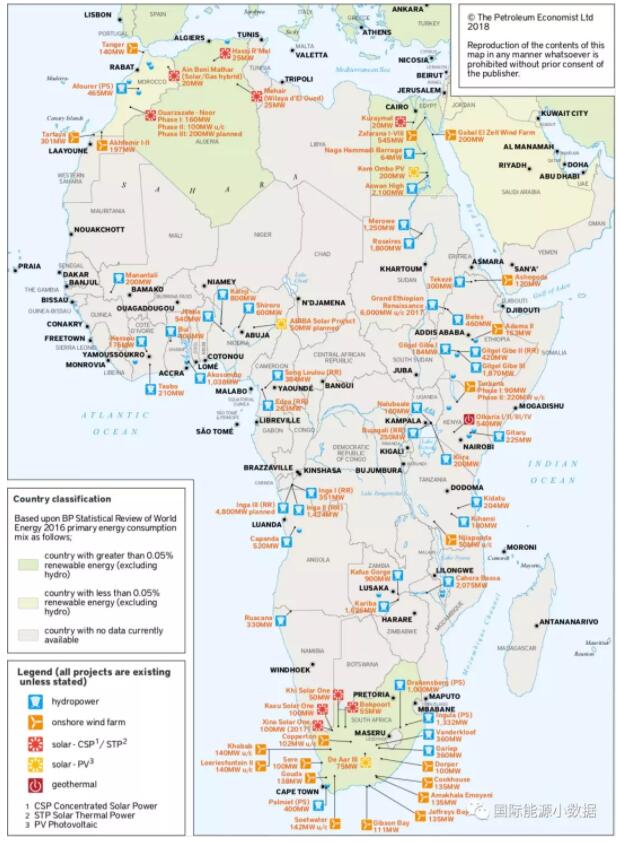 【圖說】非洲光伏、風(fēng)電、水電地圖