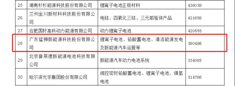 猛獅科技榮登2017年度中國(guó)電池行業(yè)百?gòu)?qiáng)企業(yè)榜