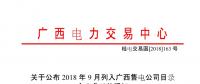 廣西2018年9月列入售電公司目錄企業名單