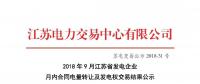 2018年9月江蘇省發(fā)電企業(yè)月內(nèi)合同電量轉(zhuǎn)讓及發(fā)電權(quán)交易結(jié)果公示