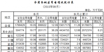 湖北9月電力運行情況：火電廠發電113.03億千瓦時 增長35.31%