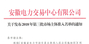 安徽2018年第三批市場主體準入名單