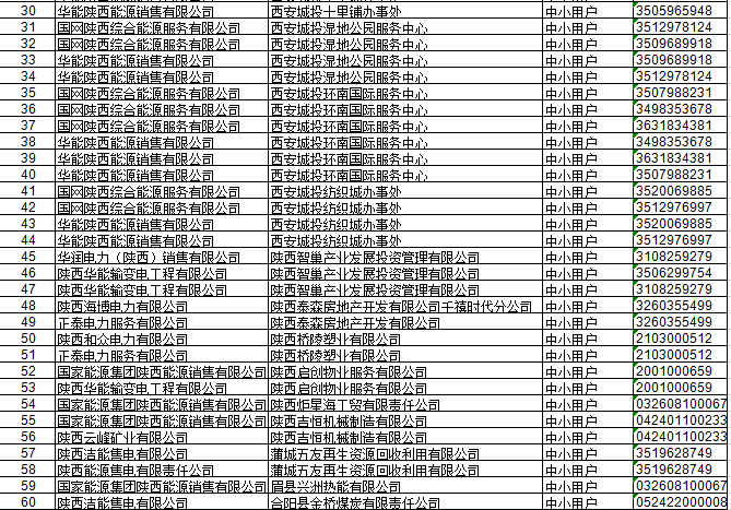 陜西2019年下半年電力直接交易售電公司代理中小用戶信息申報(bào) 65家未通過(guò)初審