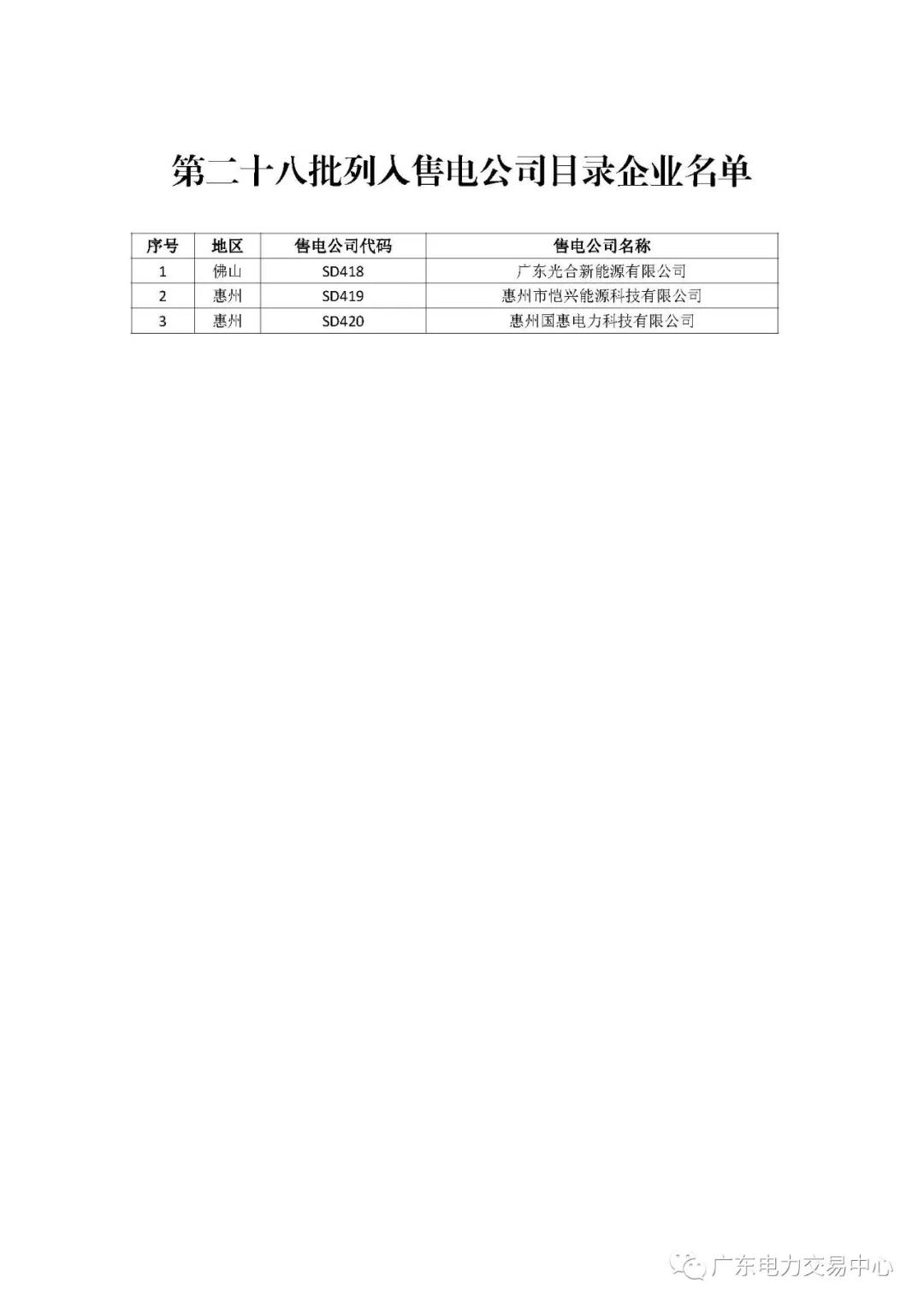 廣東新增3家售電公司